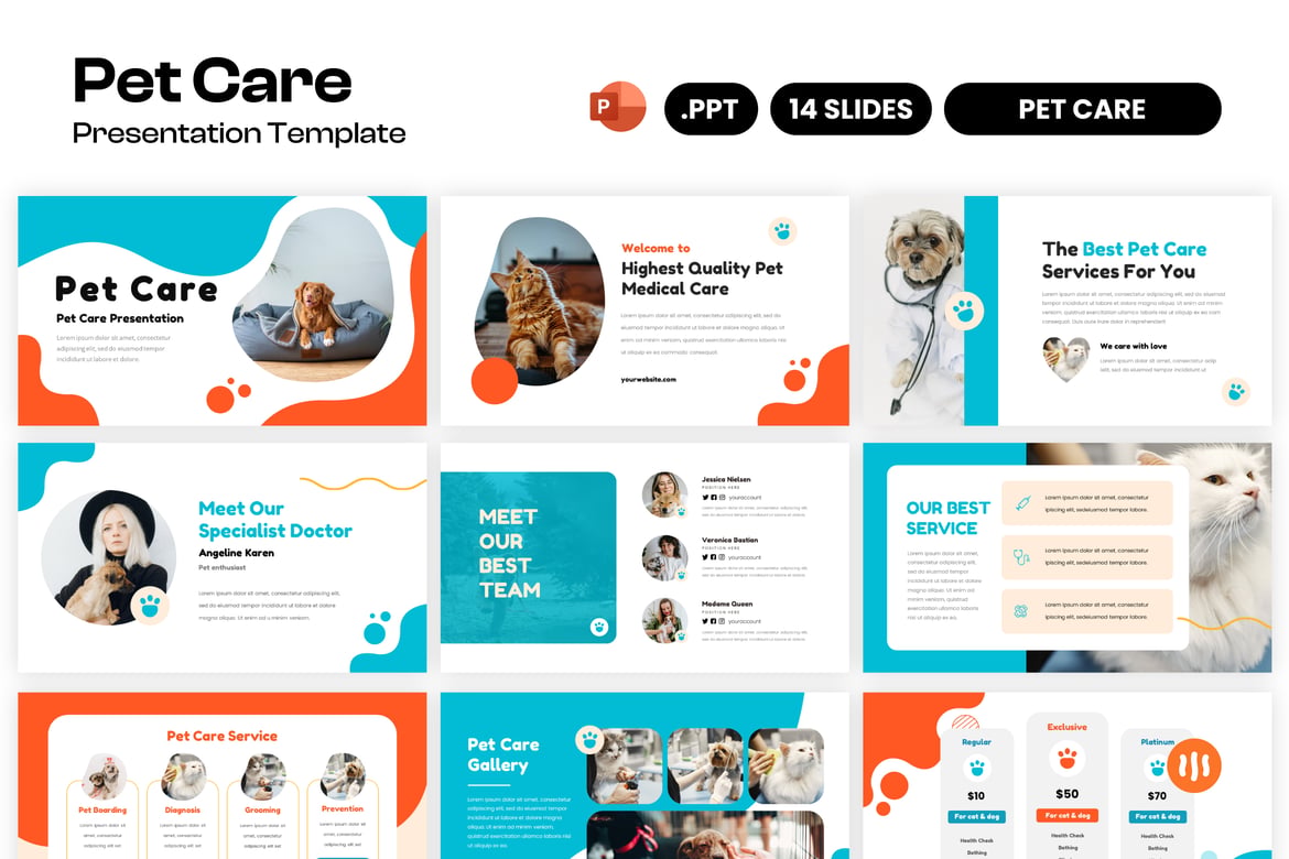 Template Presentasi PowerPoint Pet Care yang Menarik dan Profesional
