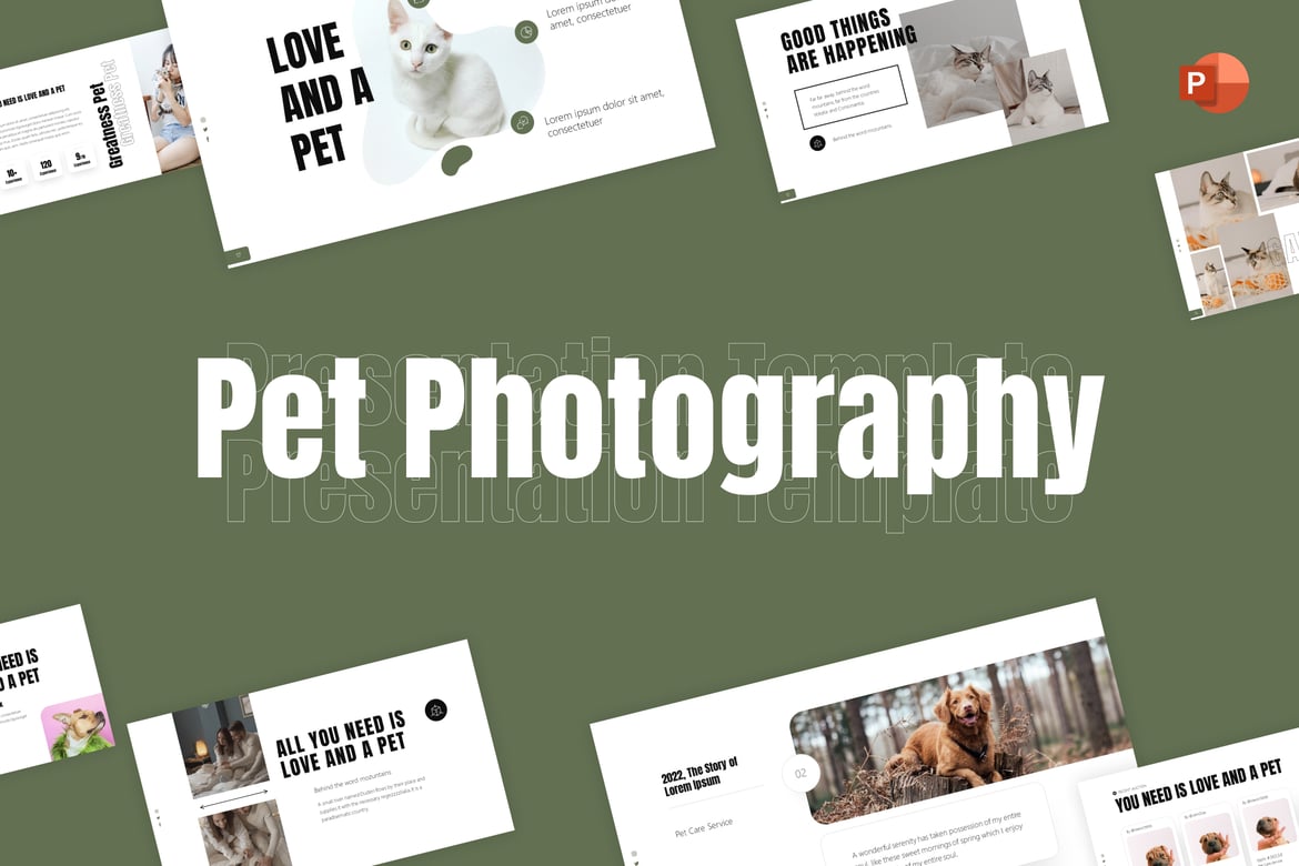 Template PowerPoint Fotografi Hewan dengan Desain Minimalis