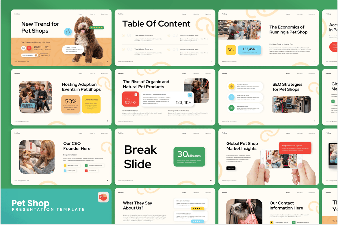 Template Presentasi PowerPoint Toko Hewan yang Menarik