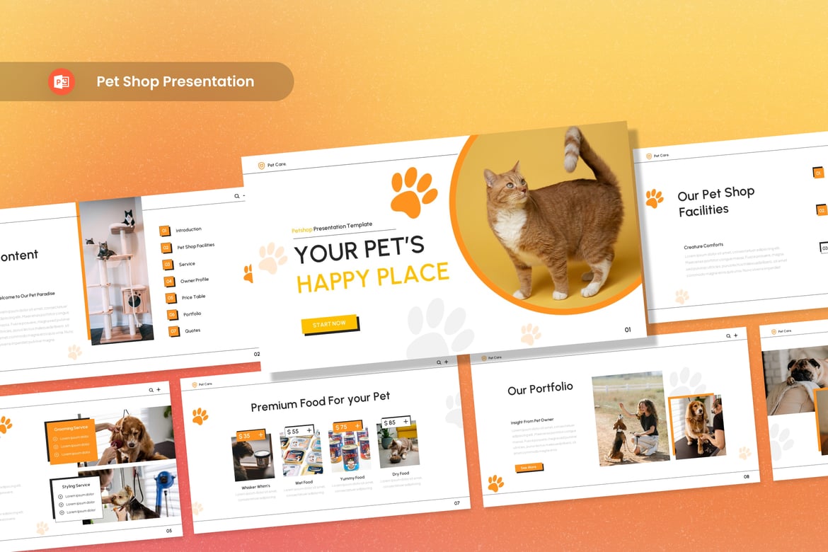 Template PowerPoint Presentasi Toko Hewan yang Menarik dan Profesional