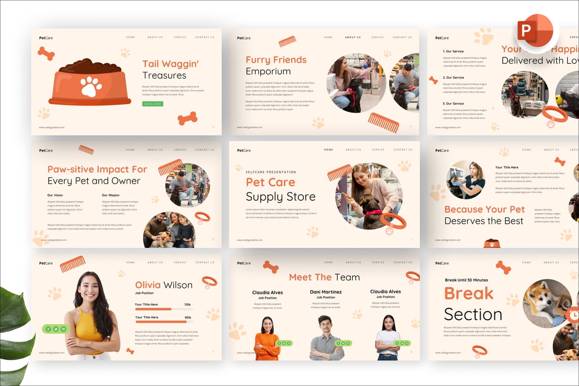 Template Presentasi PowerPoint Toko Perlengkapan Hewan Peliharaan yang Menarik