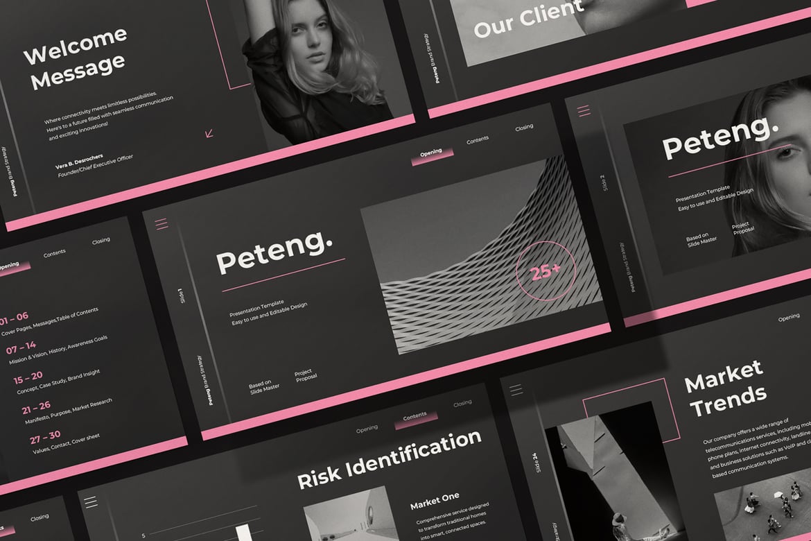 Template Presentasi Strategi Merek Peteng - Powerpoint Modern dan Minimalis