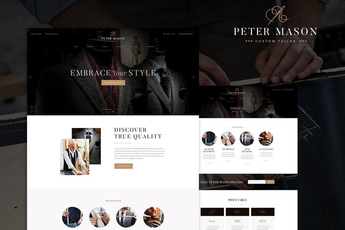 Tema WordPress Elegan untuk Penjahit Modern: Peter Mason
