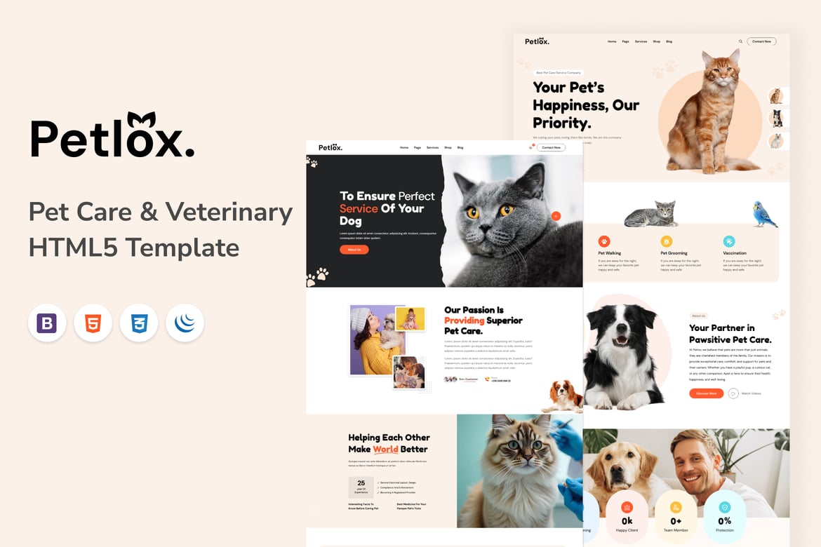Petlox | Template Website Perawatan Hewan & Veteriner yang Modern dan Elegan