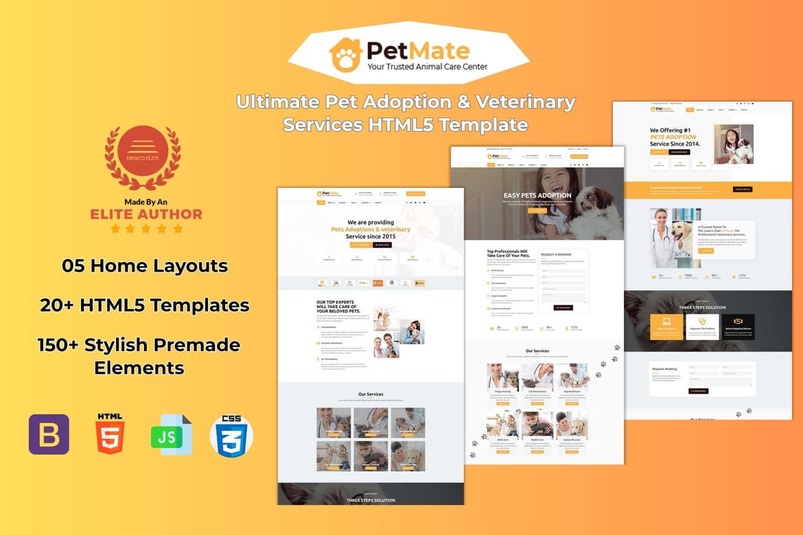 Petmate - Template Website Pusat Perawatan Hewan Modern dan Responsif