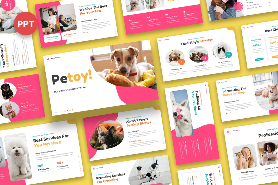 Template Presentasi Powerpoint Lucu untuk Toko Hewan - Petoy