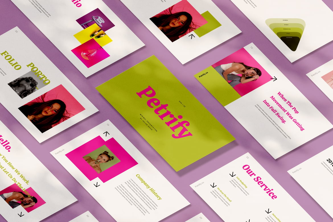 Template Powerpoint Kreatif Petrify yang Minimalis