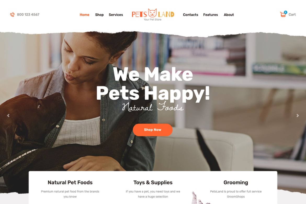Pets Land | Tema WordPress Terbaik untuk Toko Hewan dan Klinik Veteriner