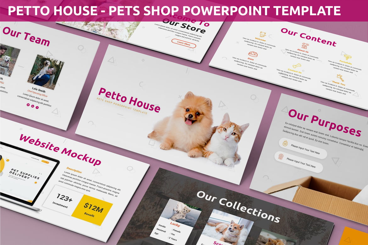 Template Presentasi Powerpoint Petto House - Toko Hewan yang Menarik