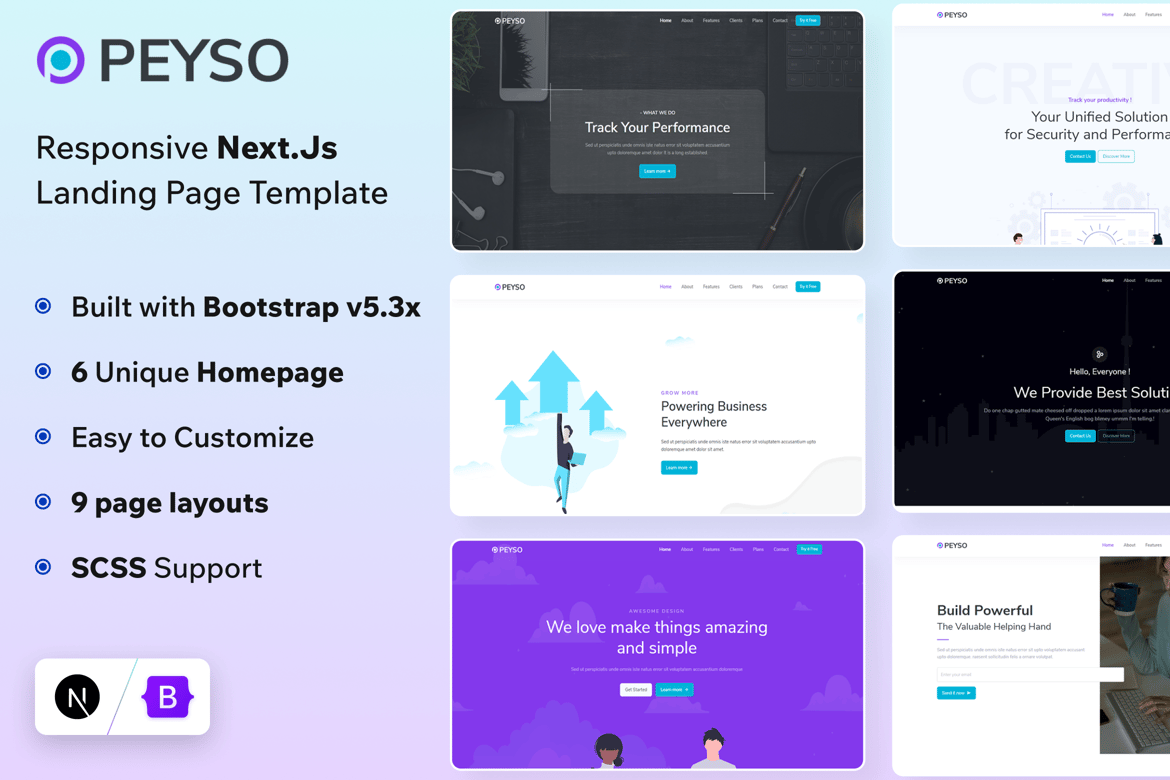 Peyso - Template Landing Page Nextjs 15 untuk Startup Modern