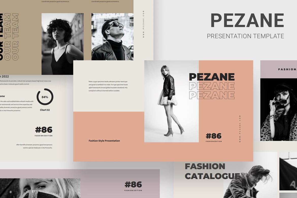 Pezane - Template PowerPoint Majalah Fashion yang Menarik dan Profesional