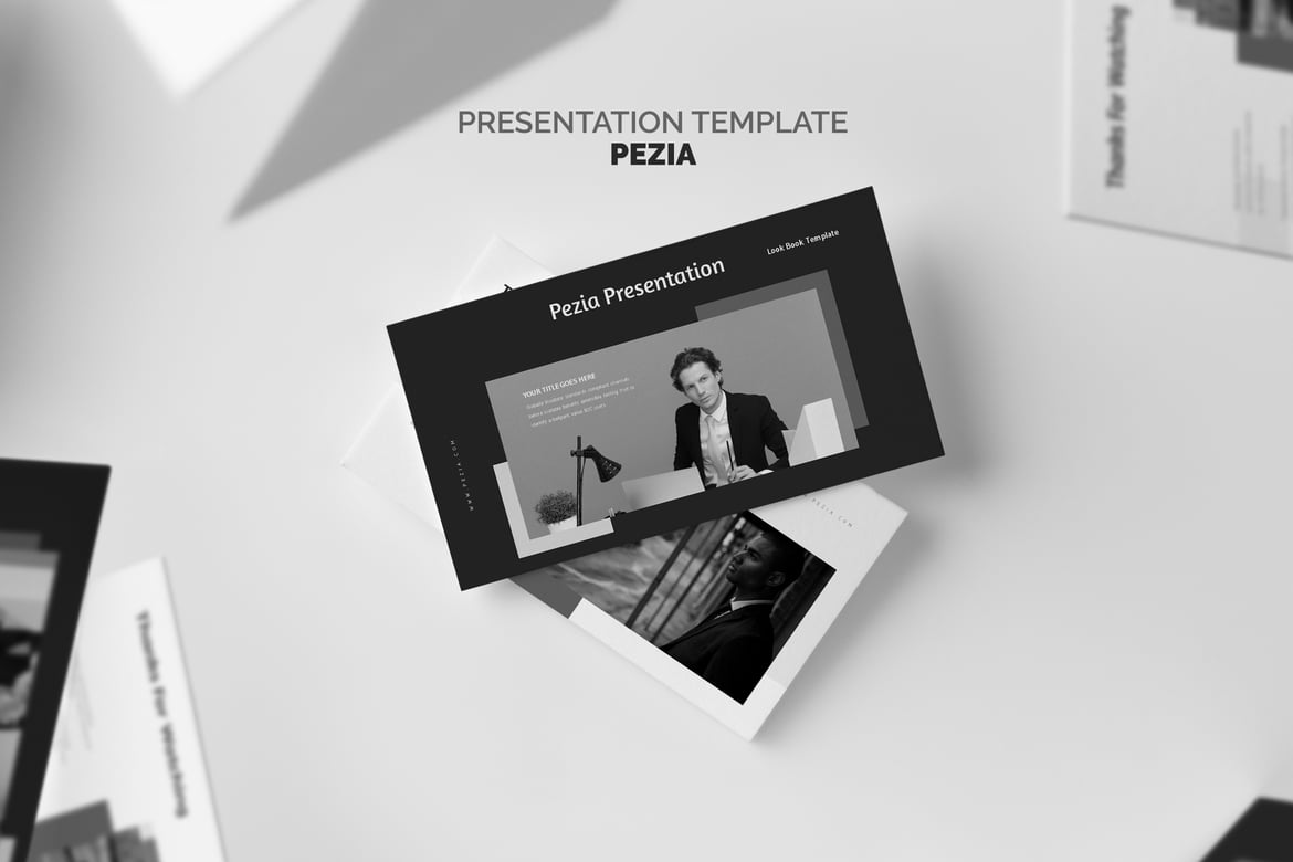 Pezia: Template Presentasi PowerPoint Monokrom yang Menarik