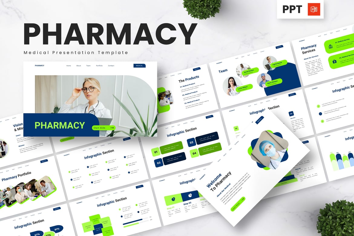 Template PowerPoint Farmasi dan Medis yang Menarik