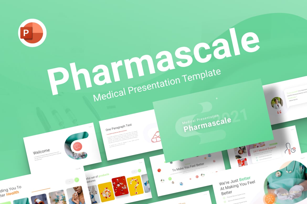 Template PowerPoint Medis Pharmascale yang Elegan dan Fleksibel
