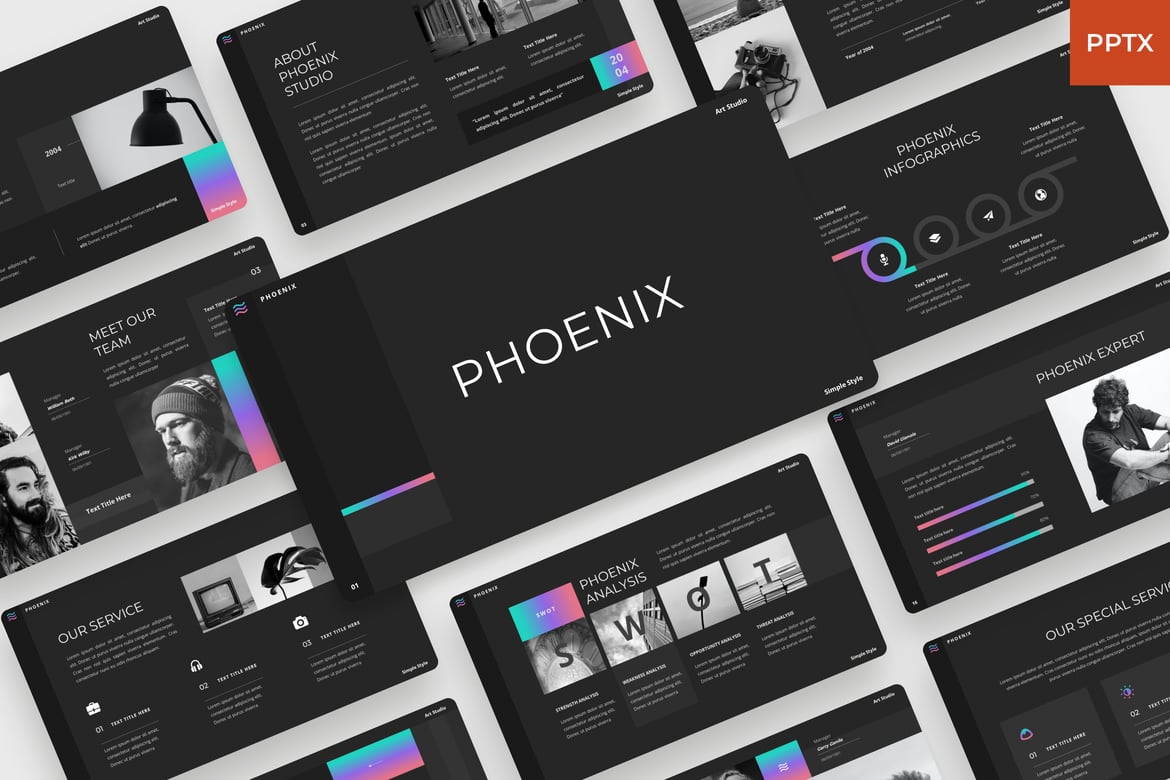 Phoenix - Template PowerPoint Studio Seni yang Modern dan Kreatif