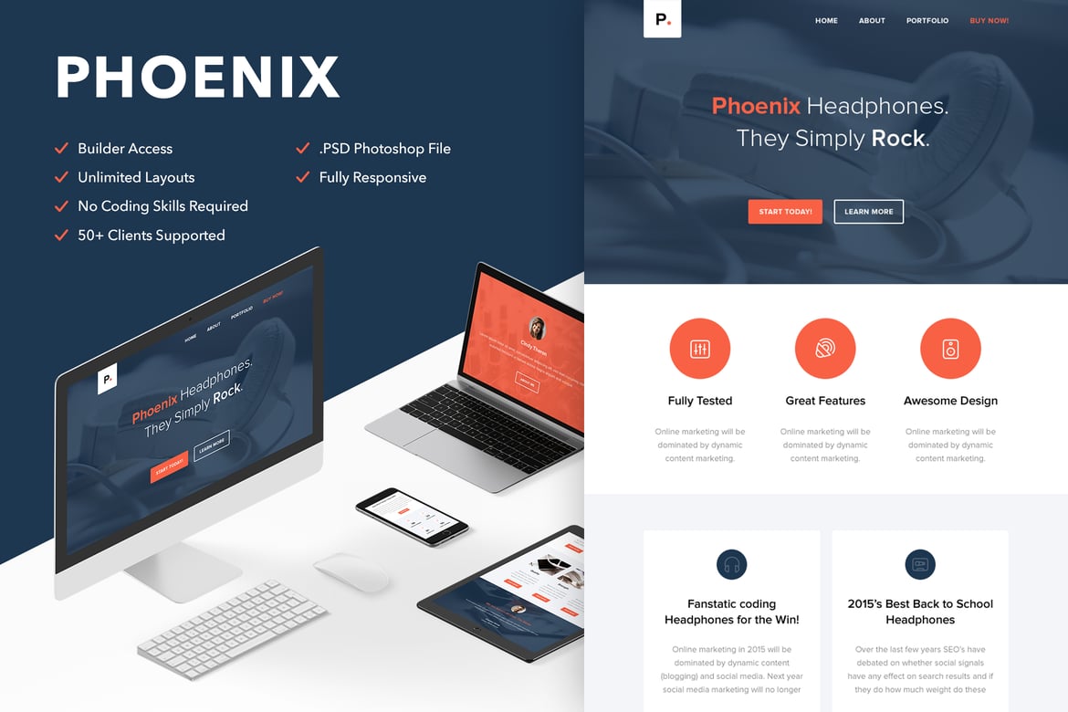 Phoenix - Template Email Responsif dengan Akses Themebuilder