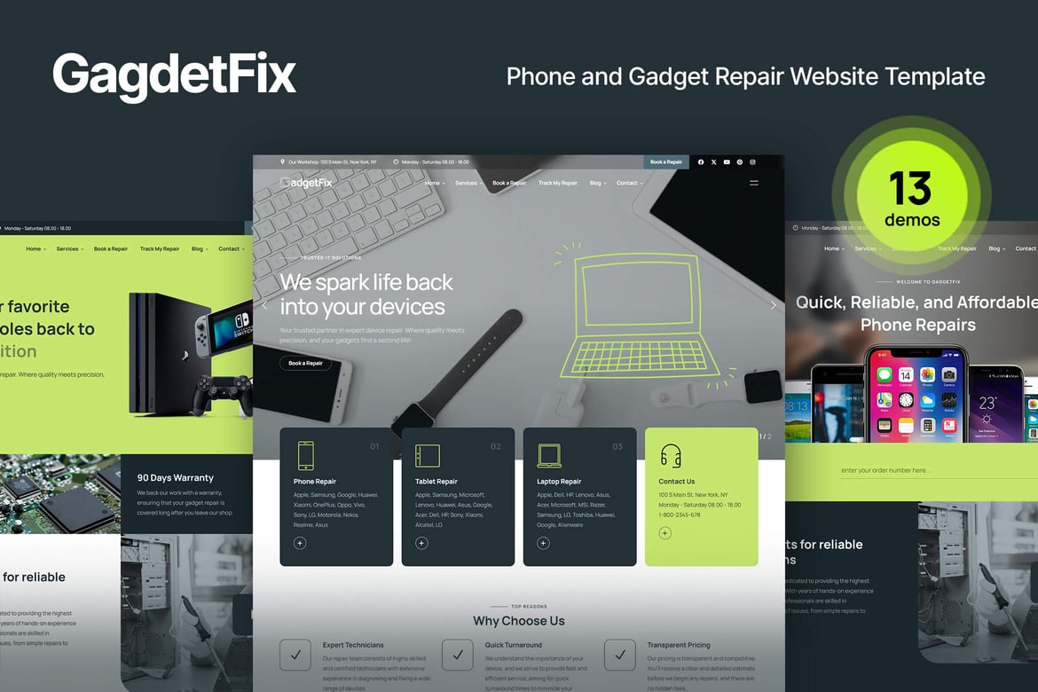 Template Website Repair Gadget dan Ponsel Modern dan Responsif