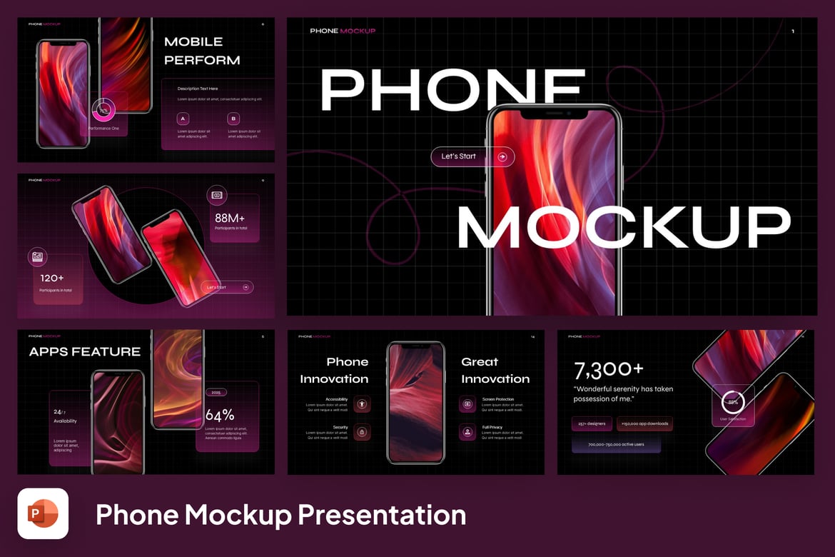 Template Presentasi PowerPoint Mockup Ponsel Futuristik