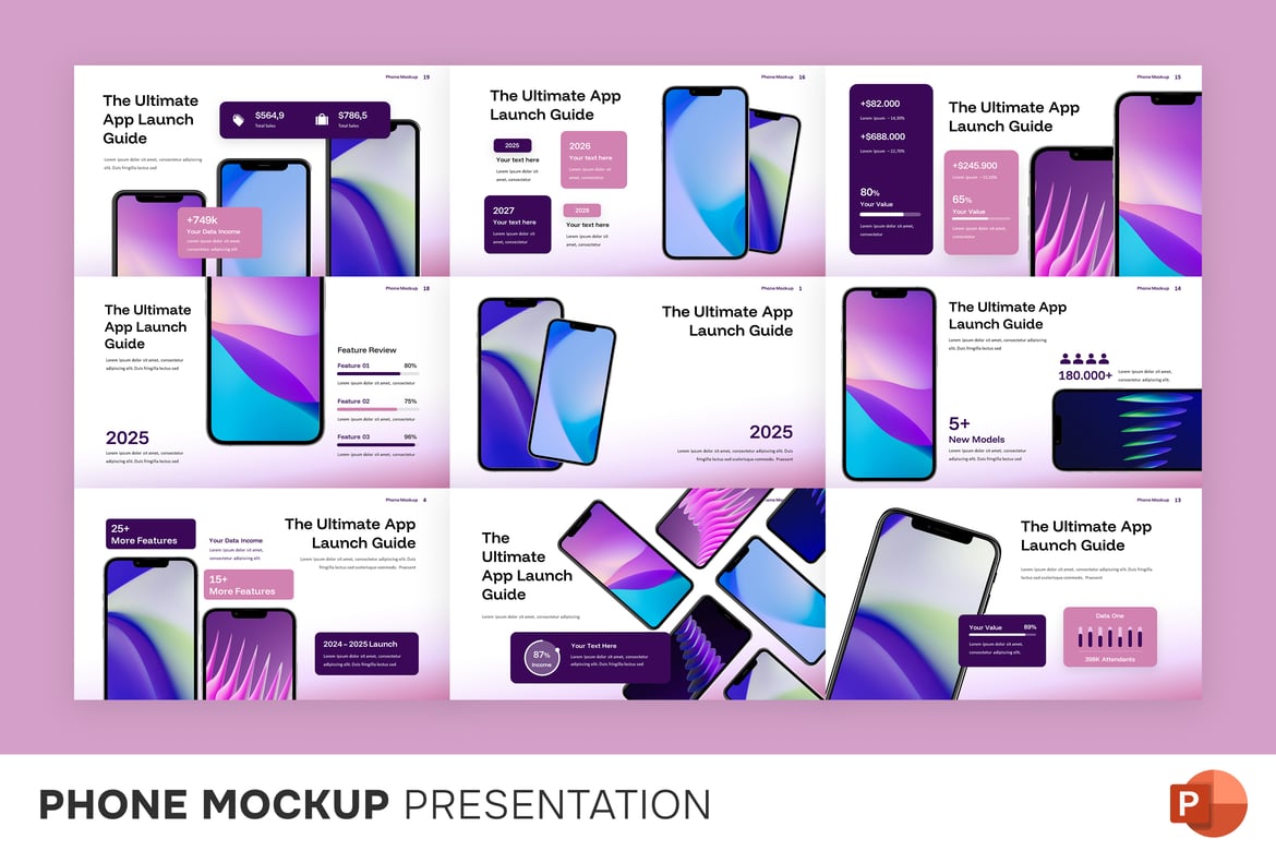Template Presentasi PowerPoint Mockup Smartphone yang Menawan