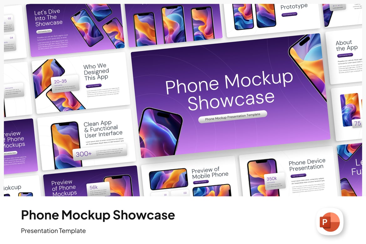 Template Presentasi PowerPoint Mockup Ponsel yang Kreatif