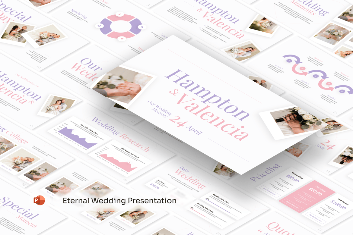 Template Presentasi PowerPoint Album Foto Pernikahan yang Menarik