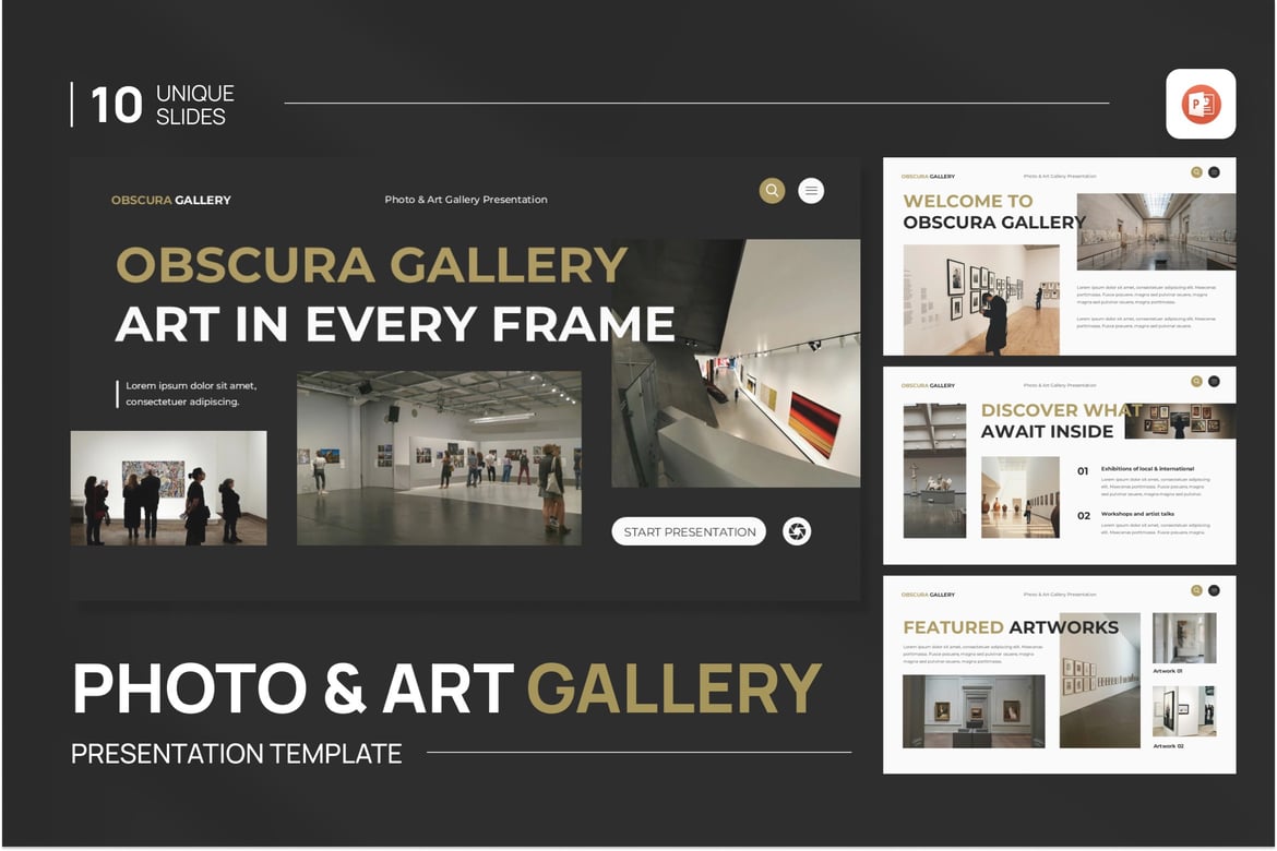 Template Presentasi PowerPoint Galeri Foto & Seni yang Menarik