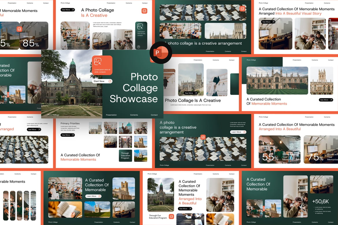 Template Presentasi PowerPoint Kolase Foto yang Menarik