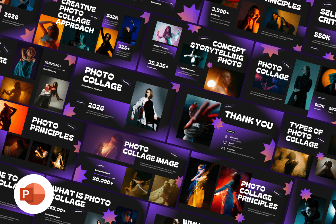 Template Presentasi PowerPoint Kolase Foto yang Menarik