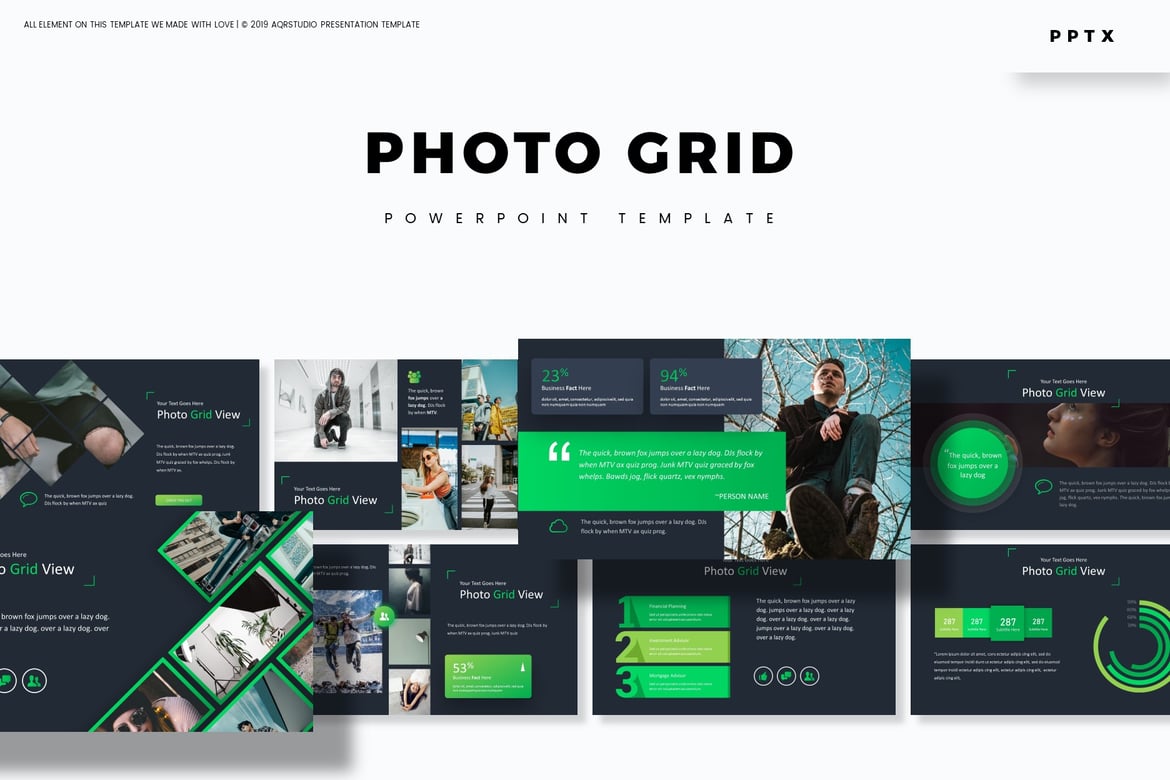 Template PowerPoint Photo Grid yang Menawan