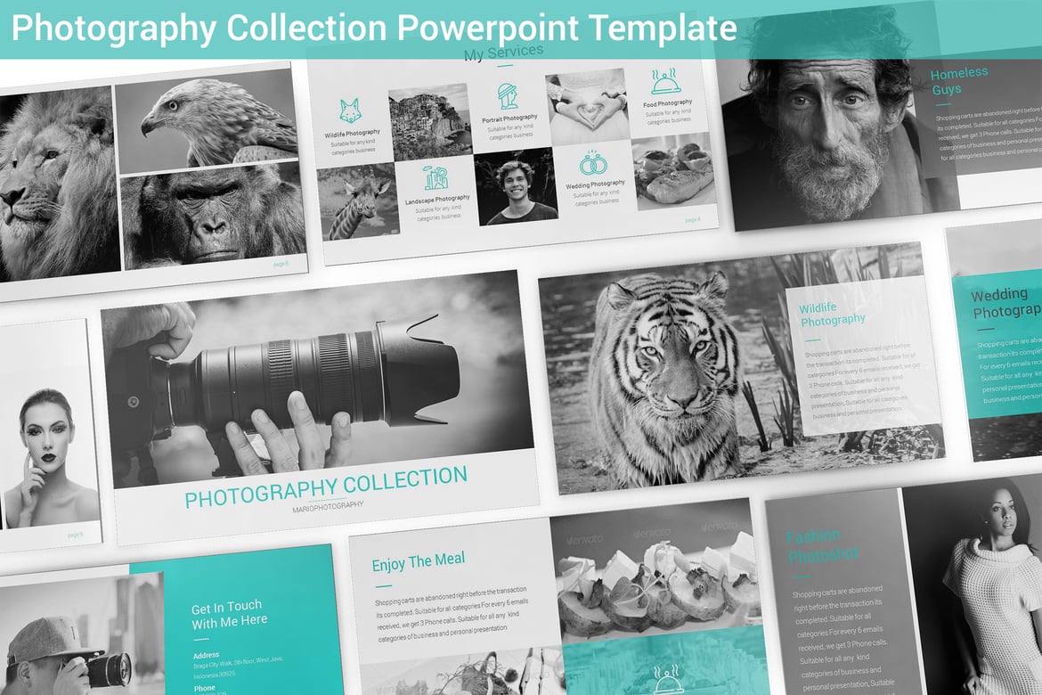 Template Presentasi Powerpoint Koleksi Fotografi yang Menarik