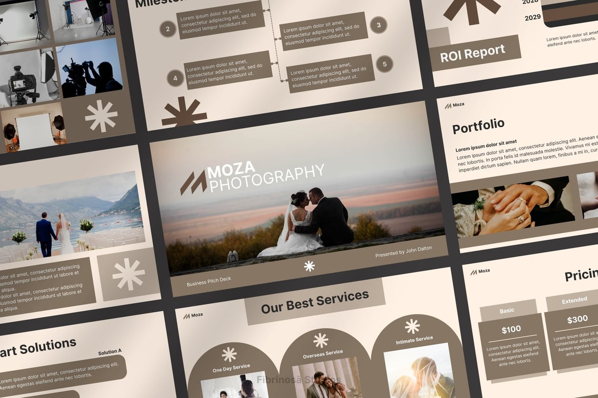 Template PowerPoint Pitch Deck Fotografi yang Elegan dan Profesional