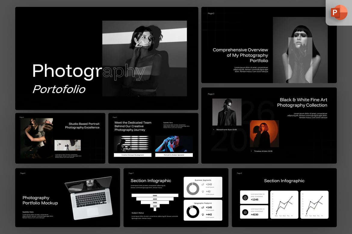 Template Presentasi Portofolio Fotografi - PowerPoint Minimalis