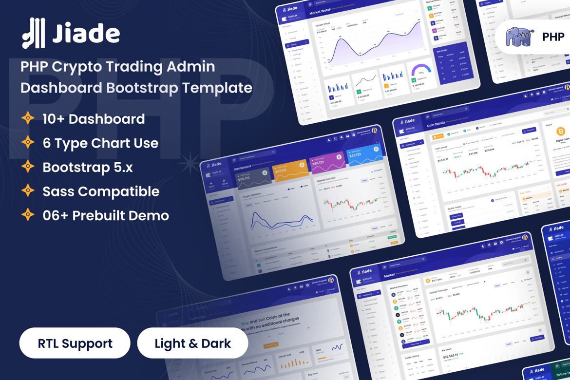 Template Dashboard Admin Trading Crypto PHP Modern dan Responsif
