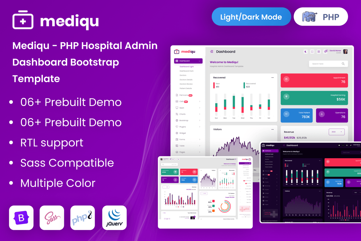 Template Website Dashboard Admin Rumah Sakit PHP yang Modern dan Responsif