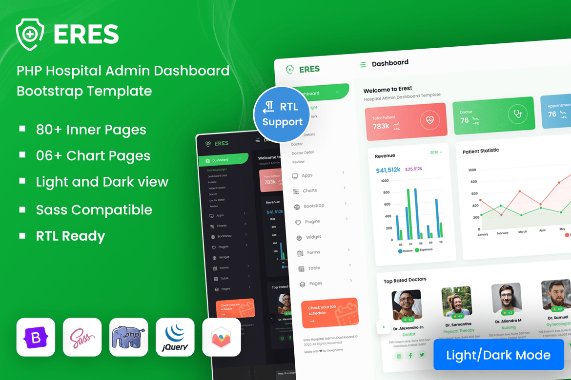 Template Admin Dashboard Rumah Sakit PHP Bootstrap yang Profesional