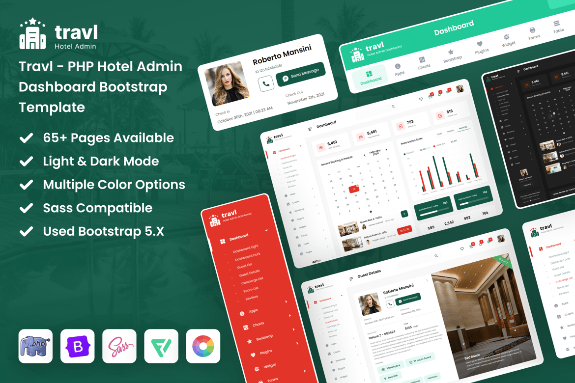 Template Website Dashboard Admin Hotel PHP Modern dan Responsif