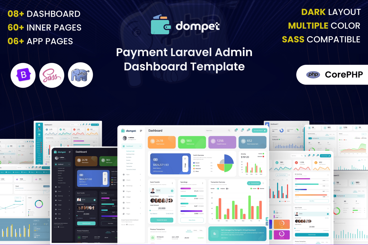 Template Dashboard Admin Pembayaran PHP yang Modern dan Responsif