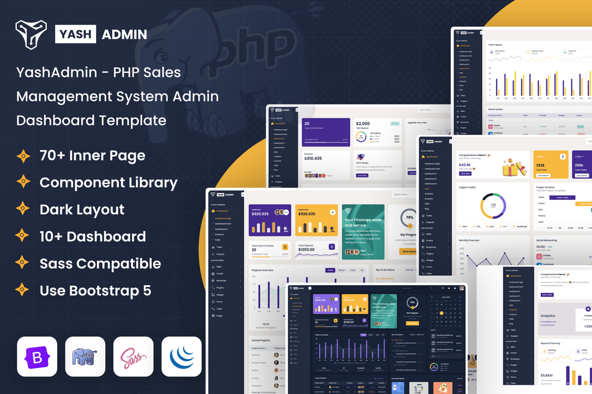 Template Dashboard Admin Manajemen Penjualan PHP yang Modern