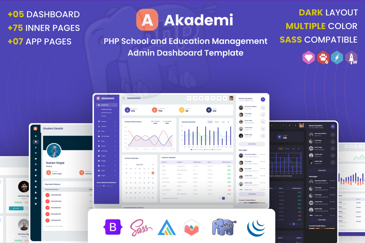 Template Dashboard Admin Sekolah dan Pendidikan PHP yang Modern