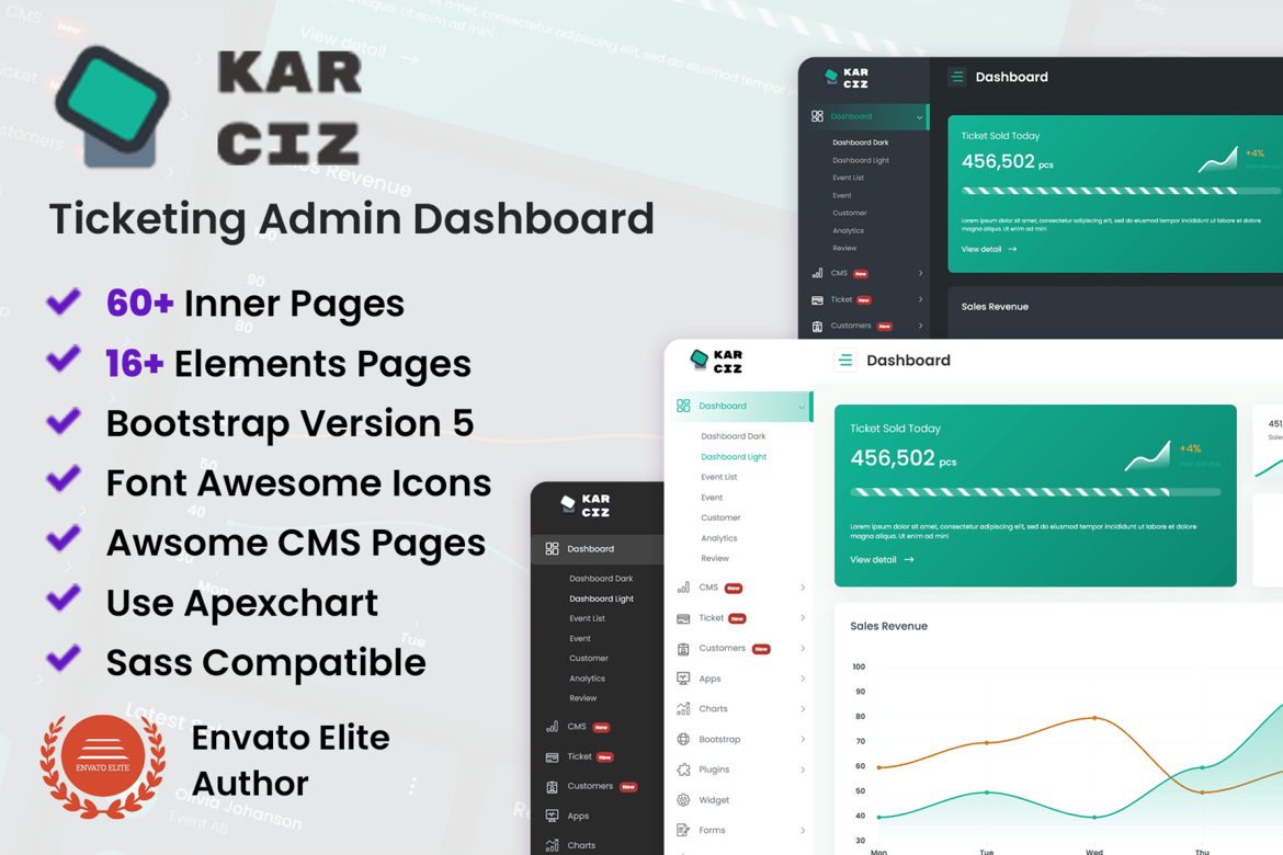 Template Website Dashboard Admin Ticketing PHP Modern