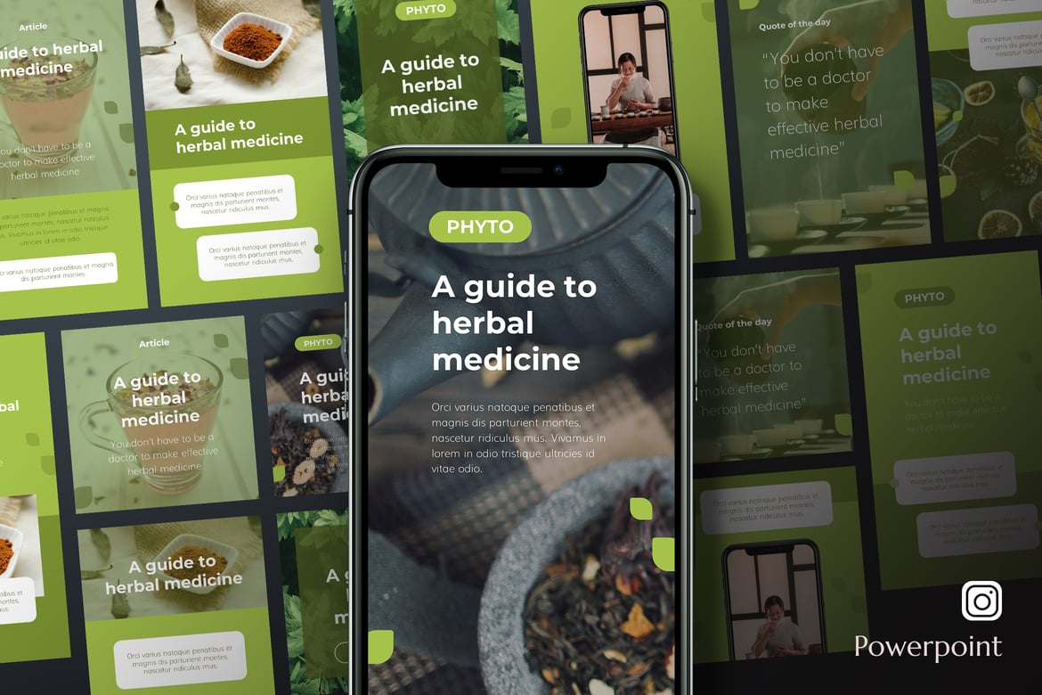 Template PowerPoint Herbal Medicine untuk Instagram yang Menarik