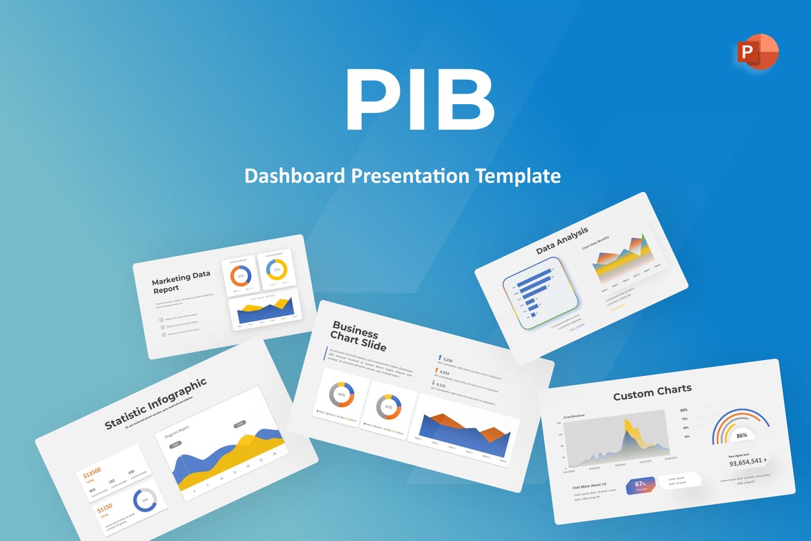 Template PowerPoint Dashboard PIB yang Menarik dan Profesional