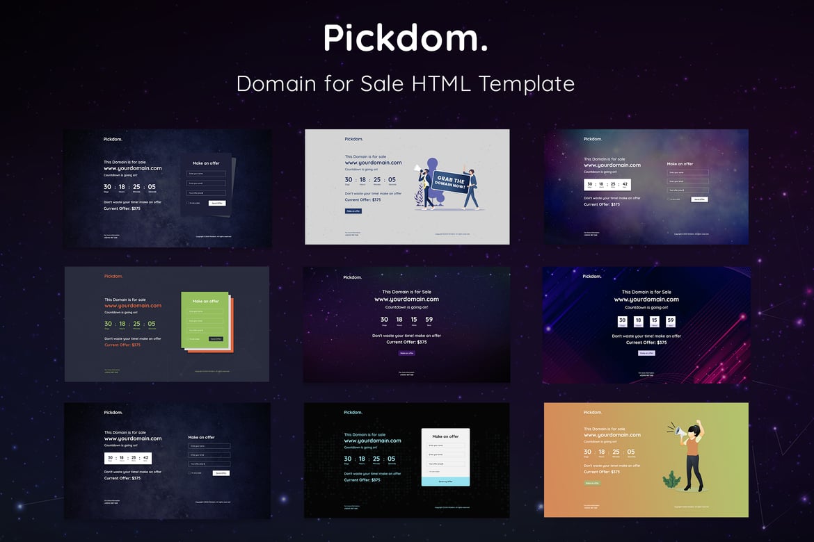 Pickdom - Template Web untuk Menjual dan Parkir Domain Anda