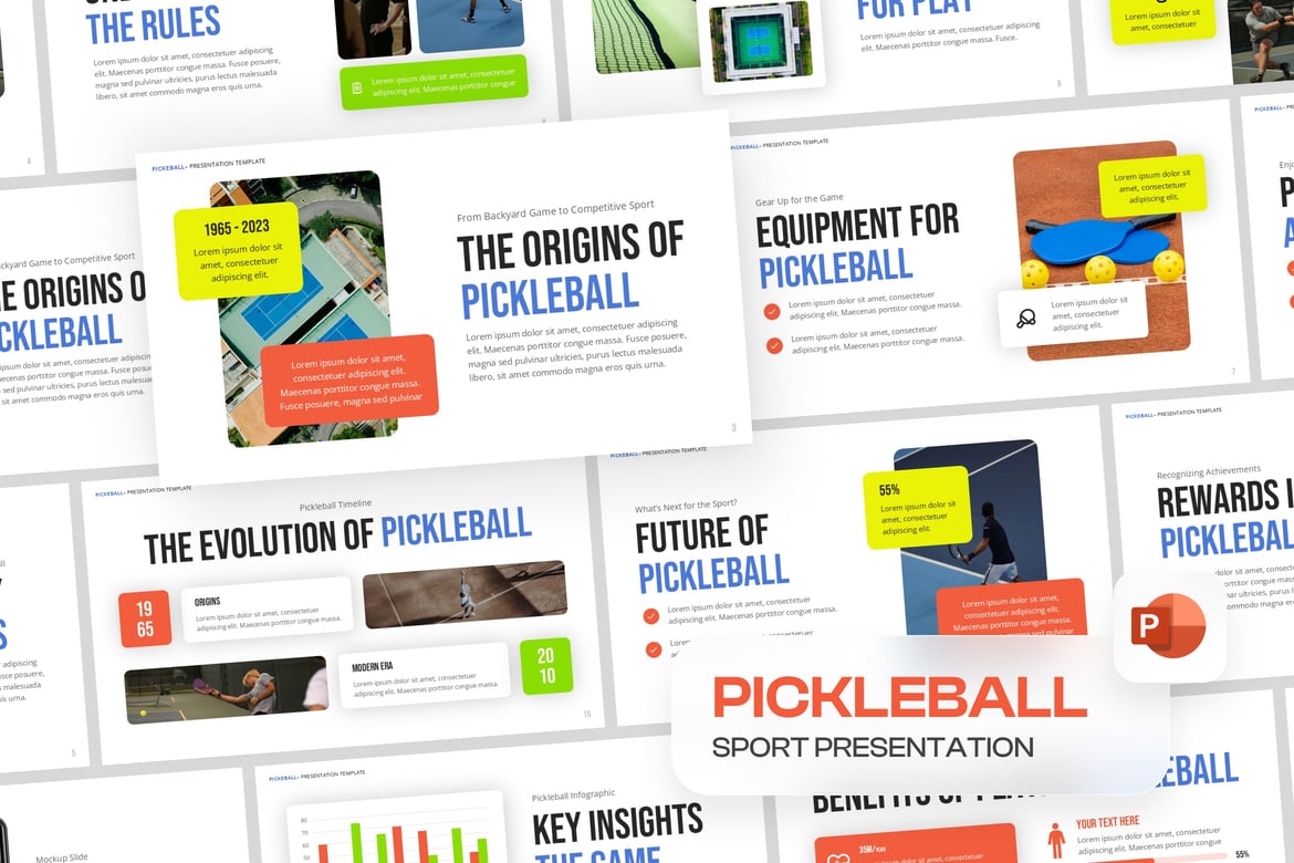 Template Presentasi PowerPoint Pickleball yang Modern dan Menarik