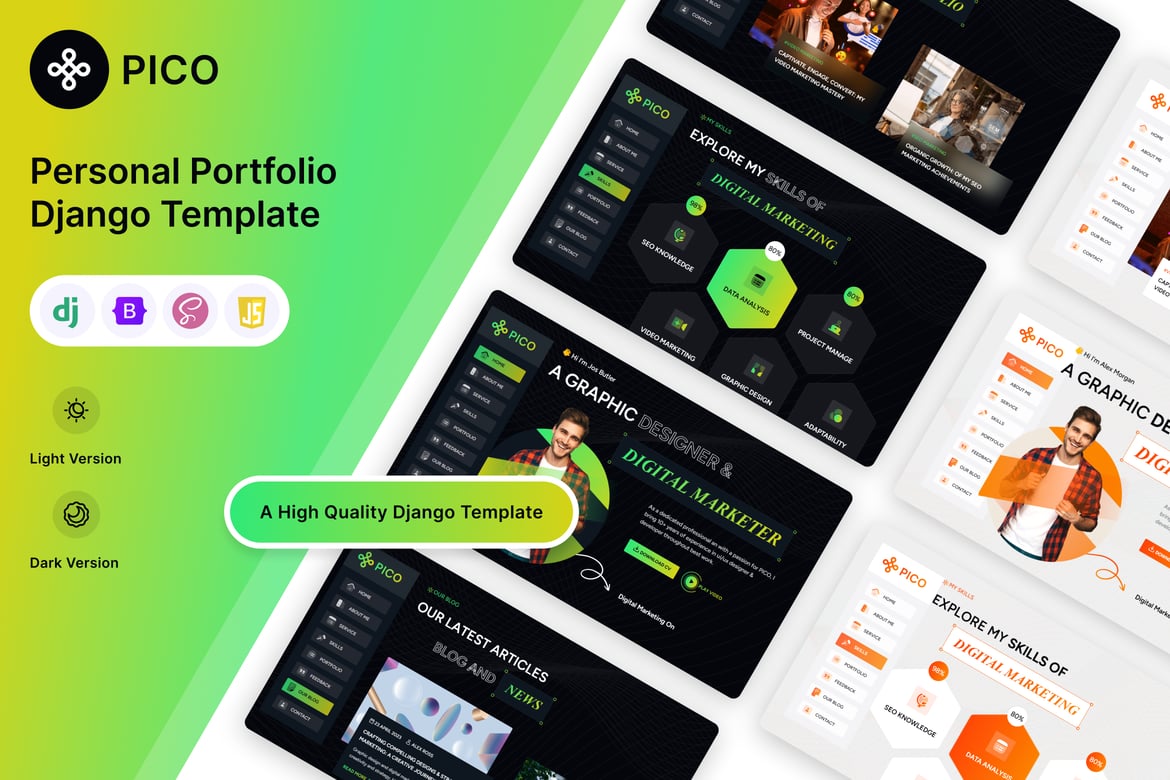 Pico - Template Website Portofolio Pribadi Django yang Elegan dan Responsif