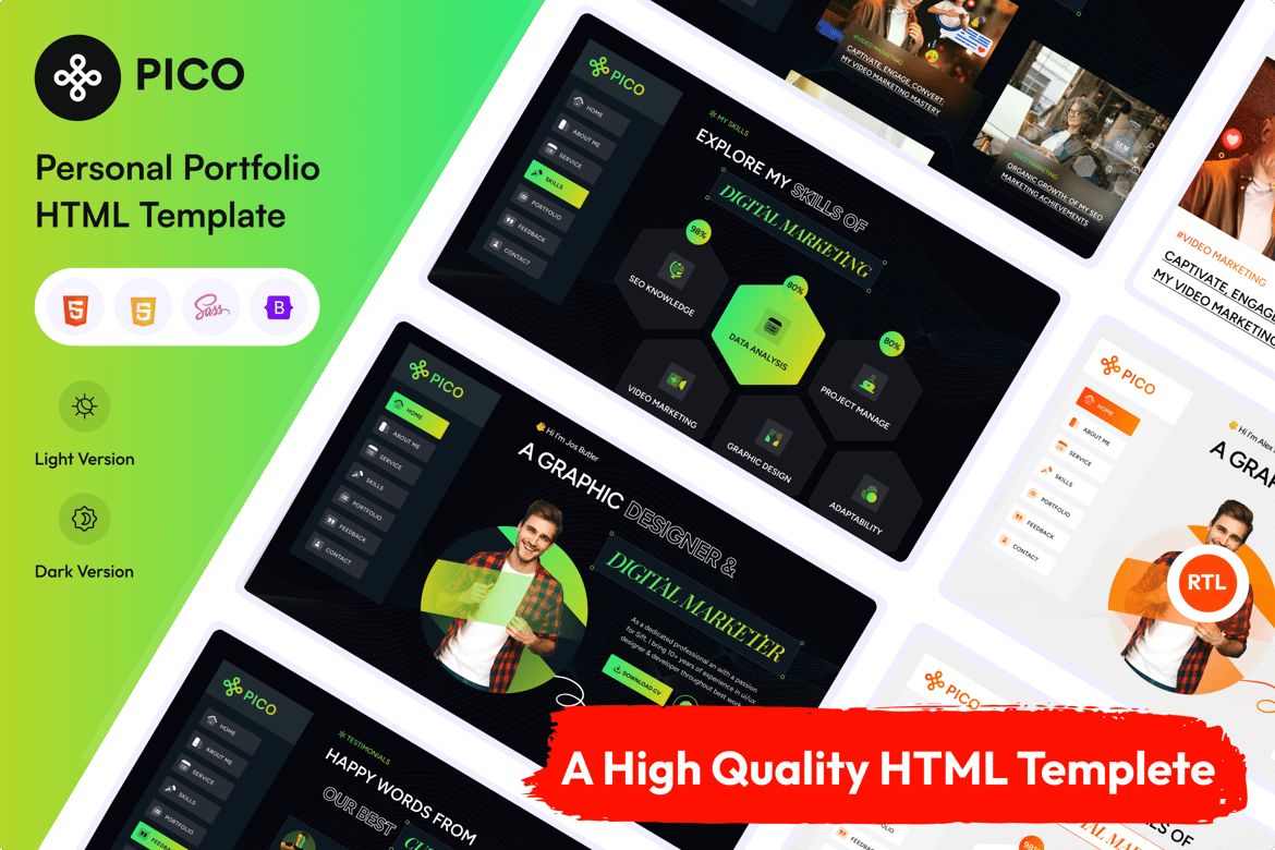 Pico - Template Web Portofolio Pribadi yang Stylish dan Responsif