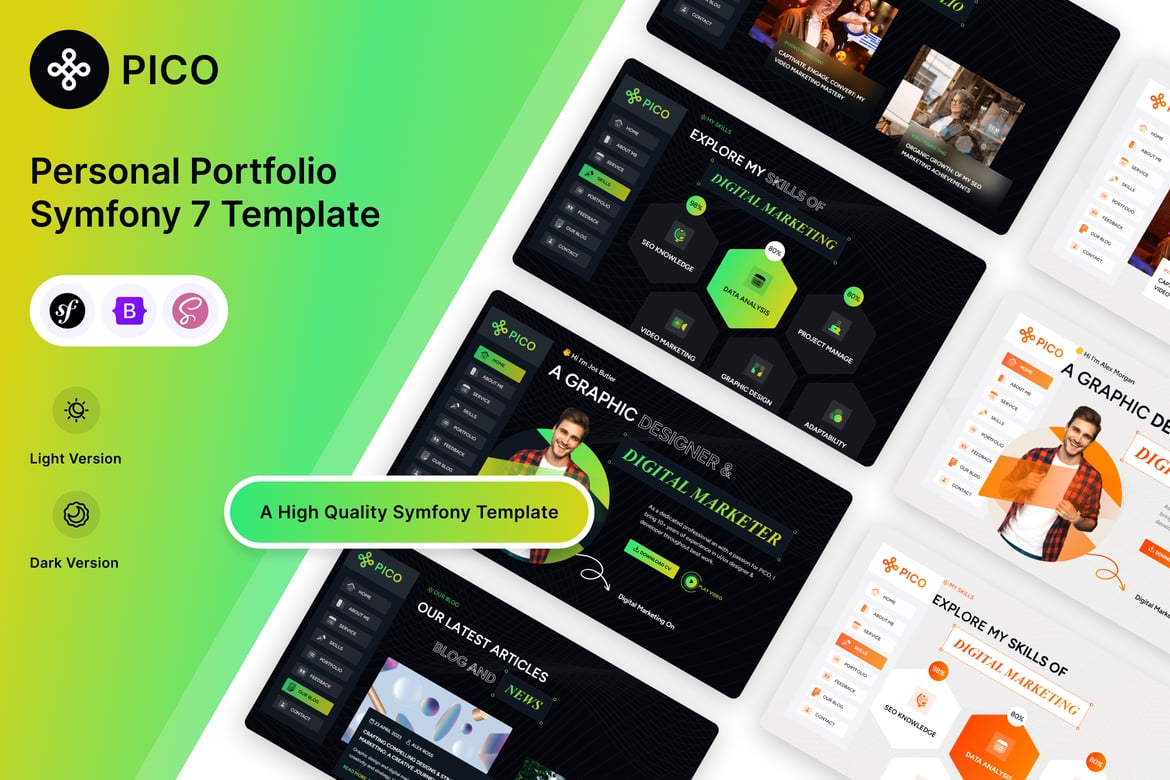 Pico - Template Website Portofolio Pribadi Symfony 7 yang Stylish