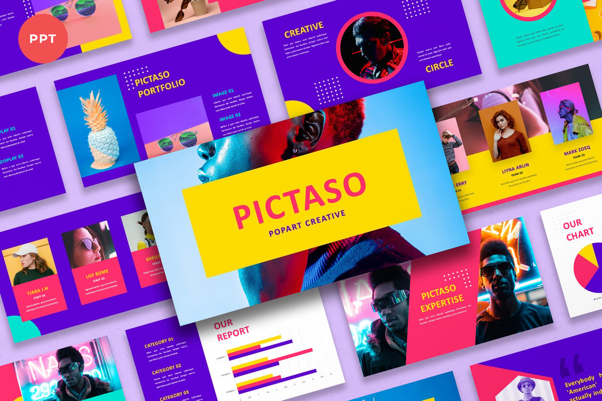 Pictaso - Template PowerPoint Popart Kreatif yang Menarik