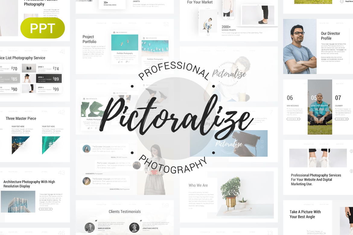 Template PowerPoint Fotografi Pictoralize yang Menarik dan Profesional