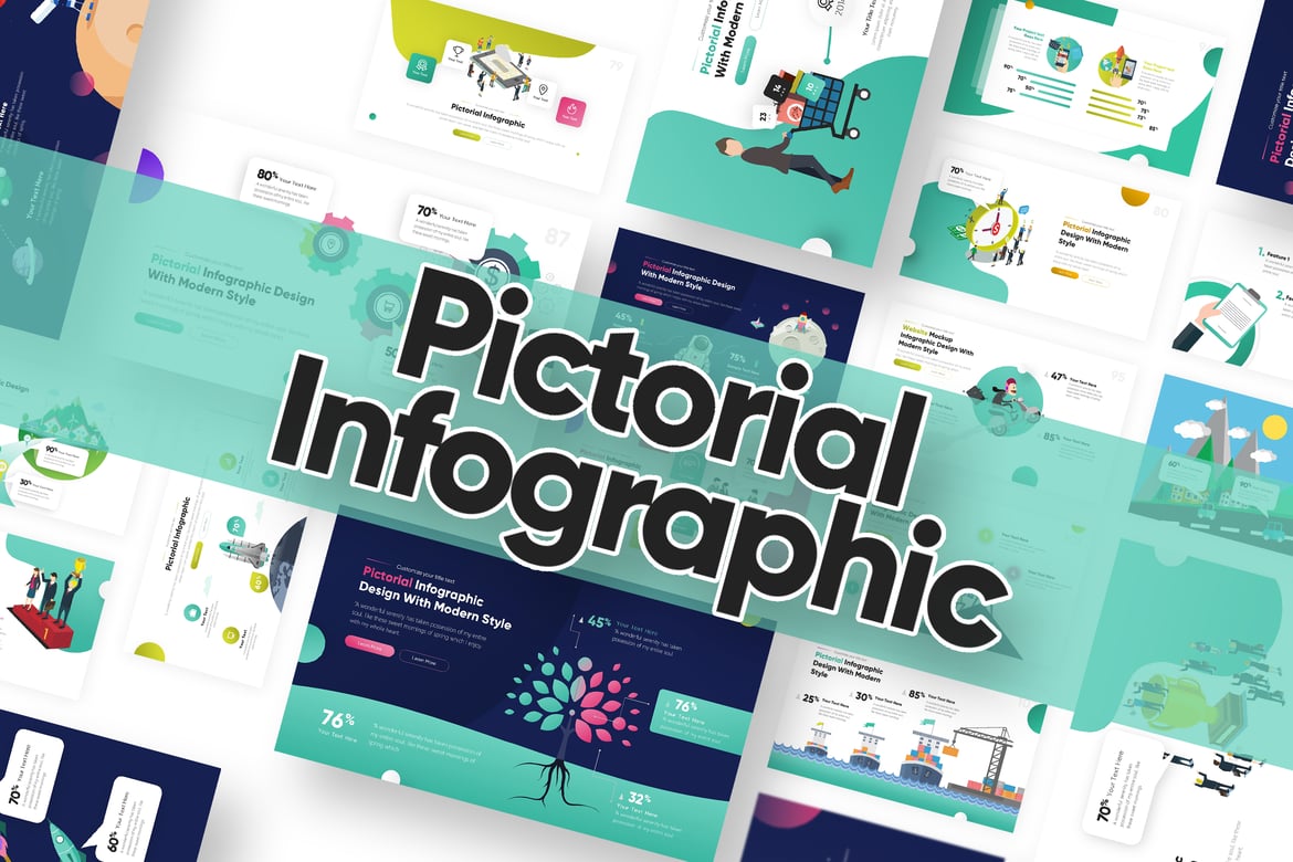 Template PowerPoint Infografik Pictorial yang Kreatif dan Profesional